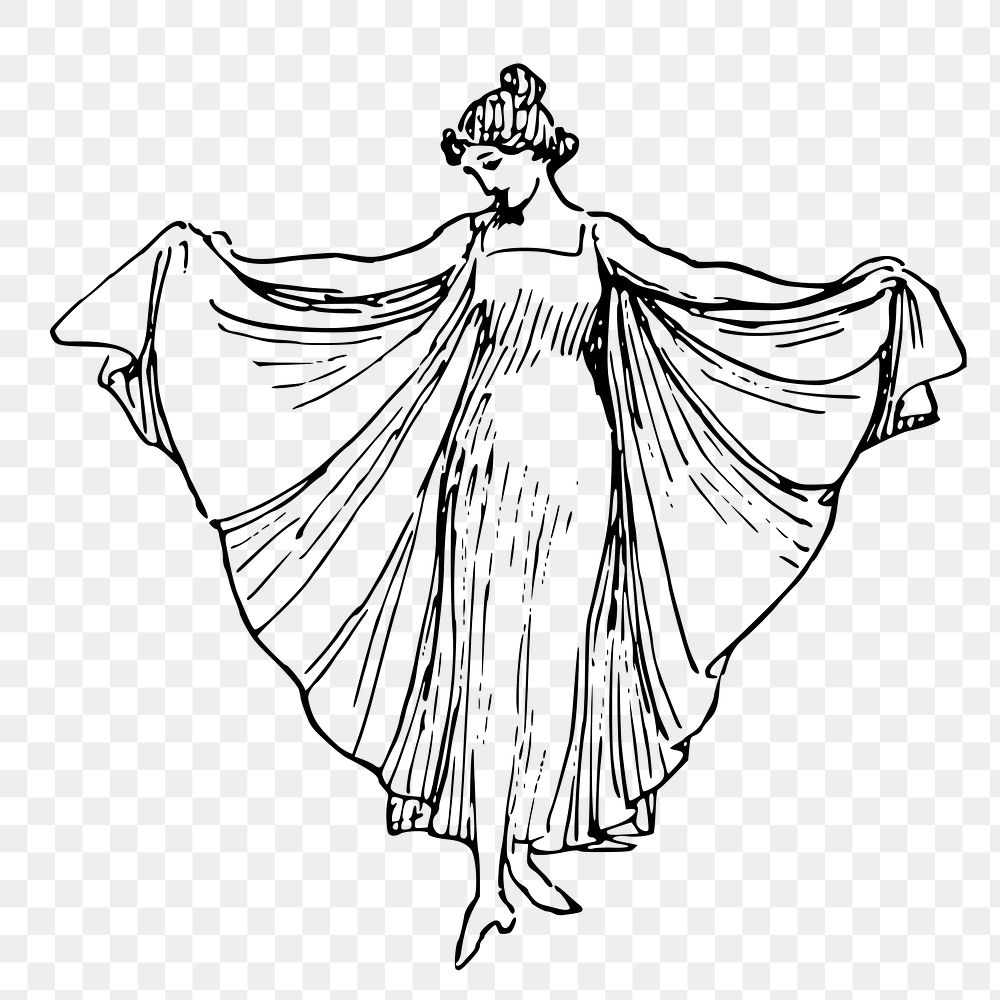 Woman dancer png wearing dress, fashion illustration, transparent background. Free public domain CC0 graphic