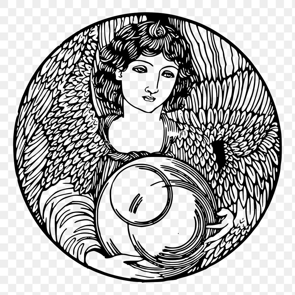 Vintage angel png clipart, woman illustration on transparent background. Free public domain CC0 graphic