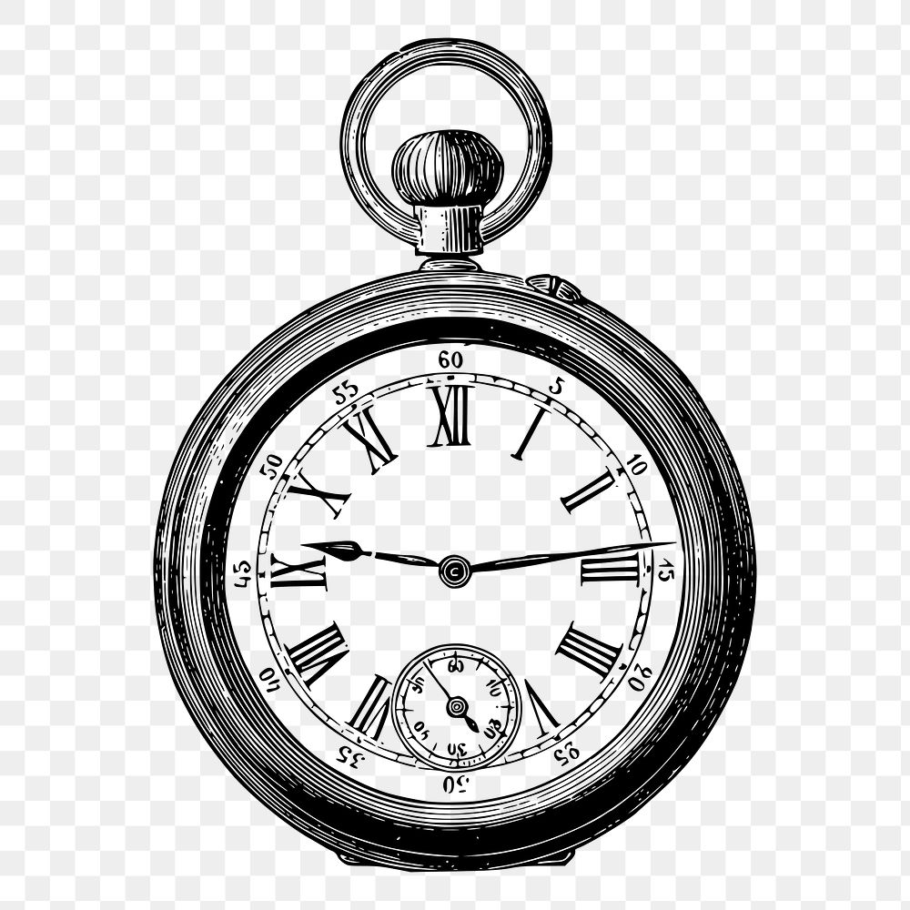 PNG vintage pocket watch clipart, transparent background. Free public domain CC0 graphic