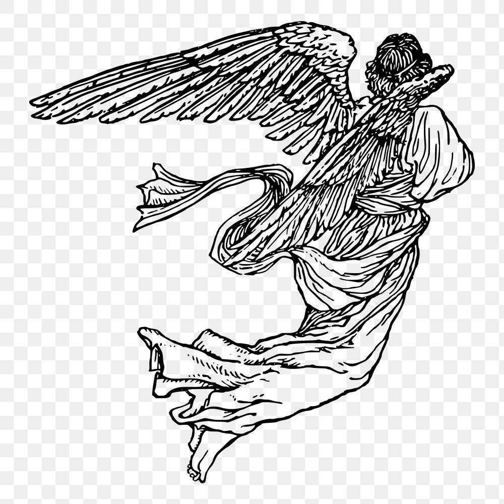 Angel png, spirituality sticker vintage illustration, transparent background. Free public domain CC0 image.