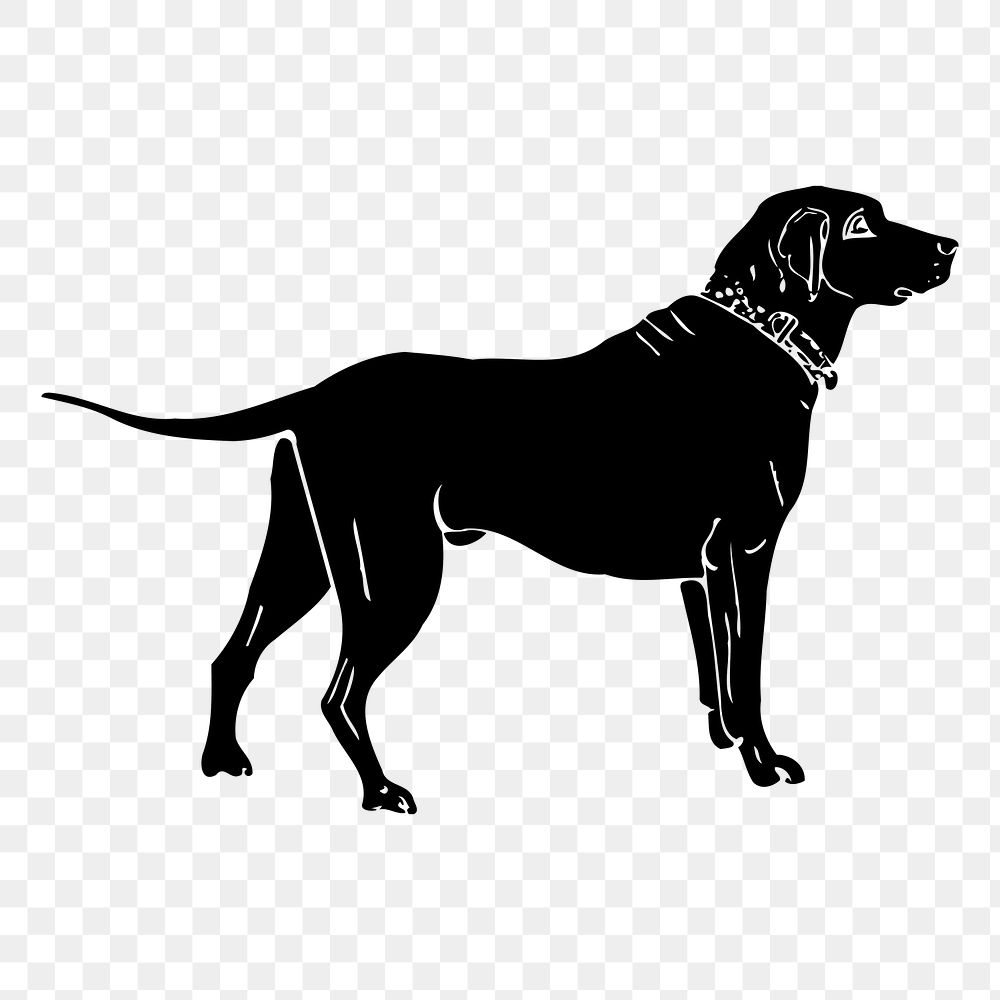Black dog png sticker vintage illustration, transparent background. Free public domain CC0 image.