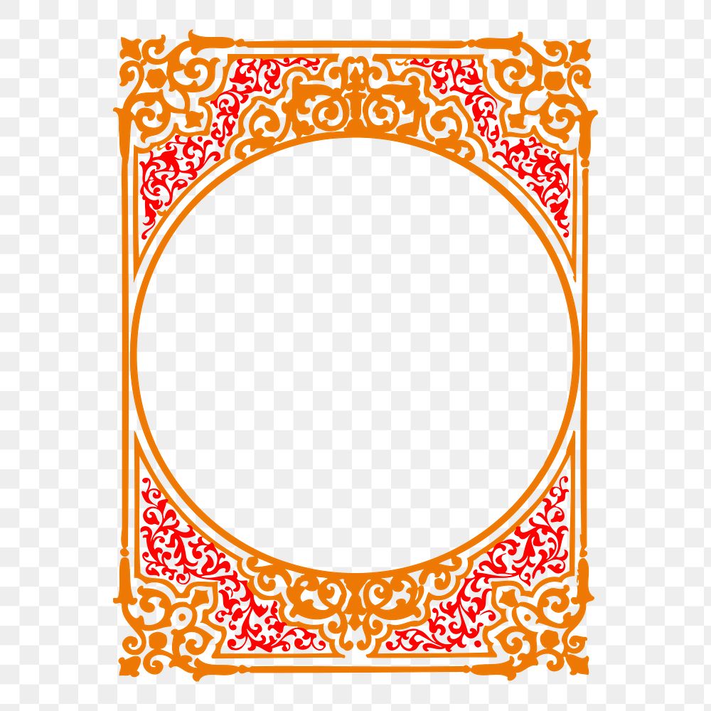 Ornate frame png sticker vintage illustration, transparent background. Free public domain CC0 image.