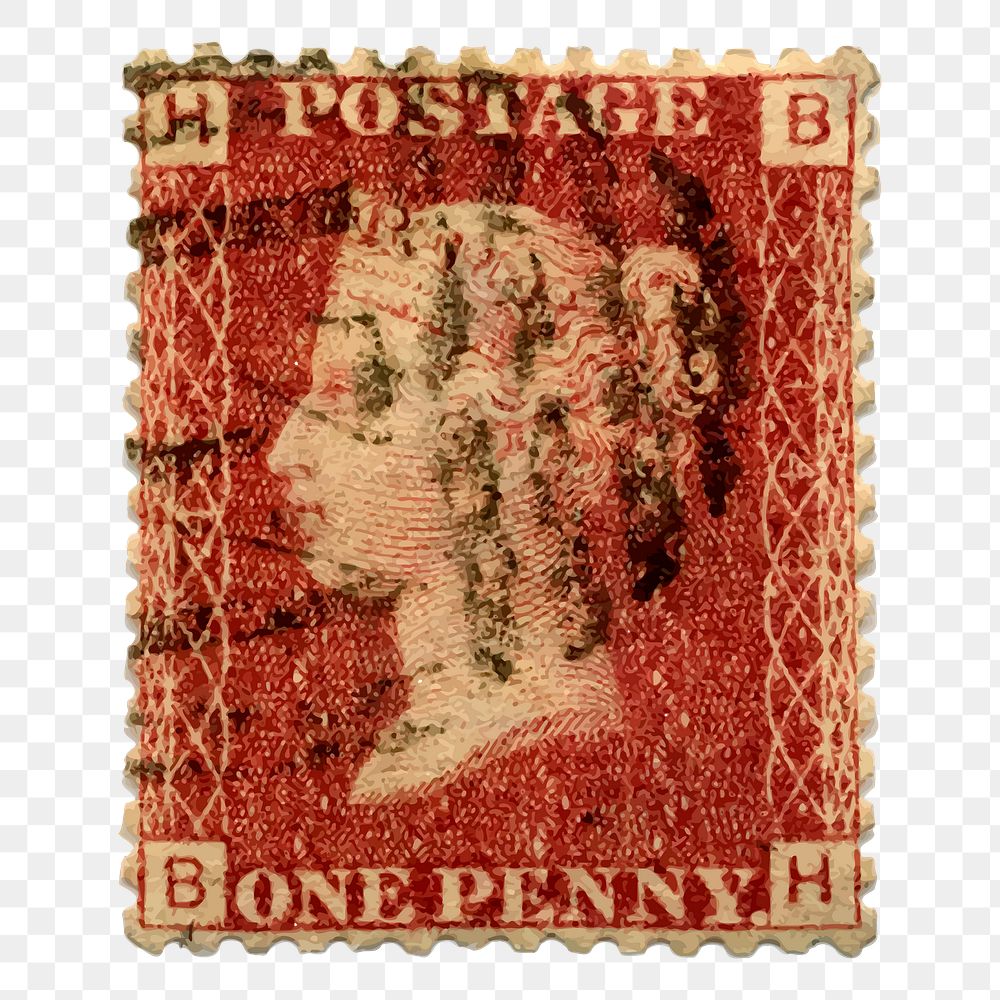 One penny stamp png sticker vintage illustration, transparent background. Free public domain CC0 image.