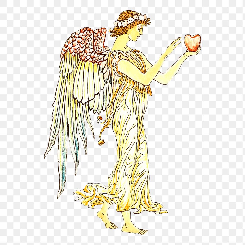 Angel png, religion sticker vintage illustration, transparent background. Free public domain CC0 image.