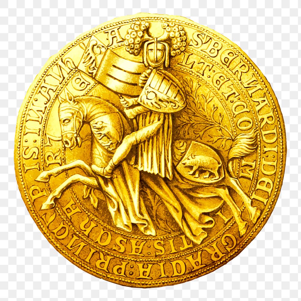 Medieval coin png sticker vintage illustration, transparent background. Free public domain CC0 image.