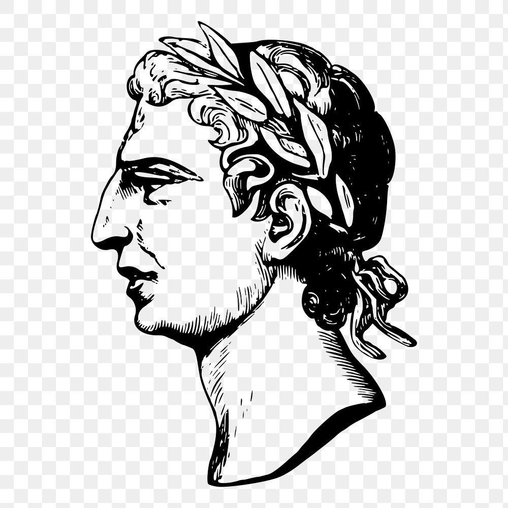 Roman sculpture drawing png sticker vintage illustration, transparent background. Free public domain CC0 image.