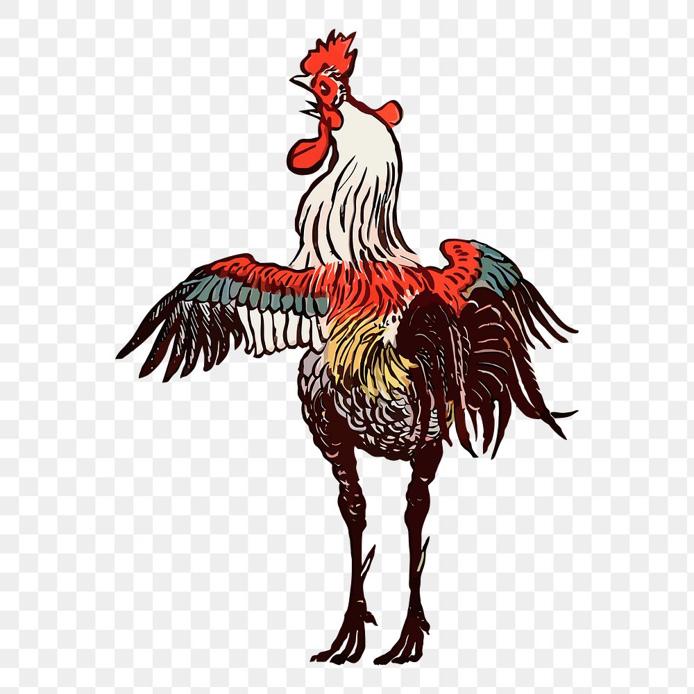Rooster png, farm animal sticker vintage illustration, transparent background. Free public domain CC0 image.