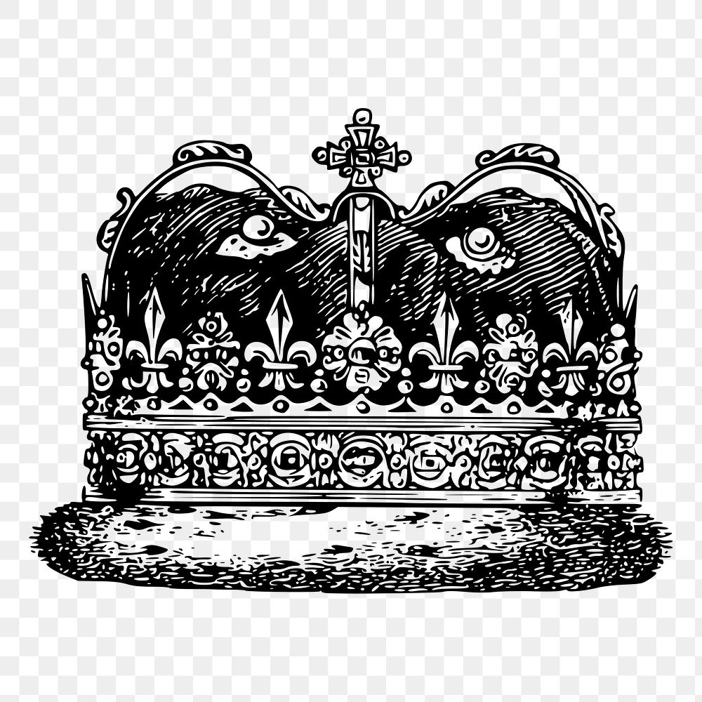 King's crown drawing png sticker vintage illustration, transparent background. Free public domain CC0 image.