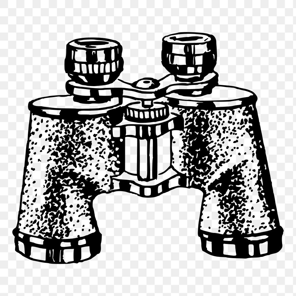 Antique binoculars png drawing vintage illustration, transparent background. Free public domain CC0 image.