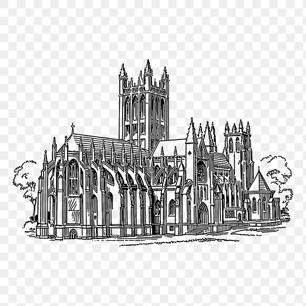 Gothic cathedral png sticker vintage illustration, transparent background. Free public domain CC0 image.
