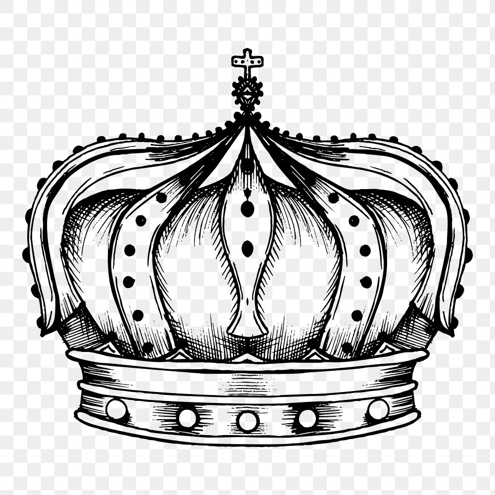 Royal crown  png sticker vintage illustration, transparent background. Free public domain CC0 image.