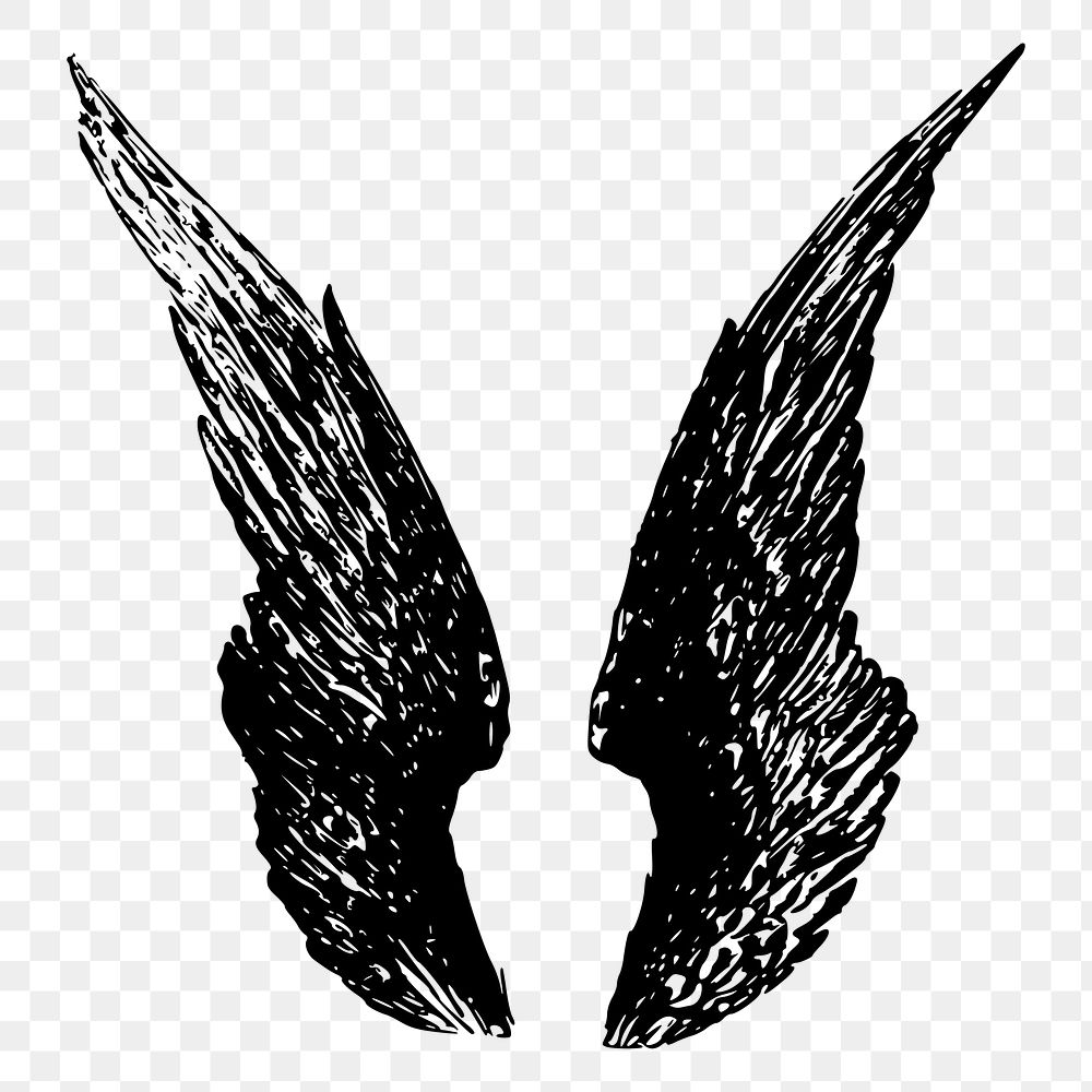 Angel wings png sticker vintage illustration, transparent background. Free public domain CC0 image.