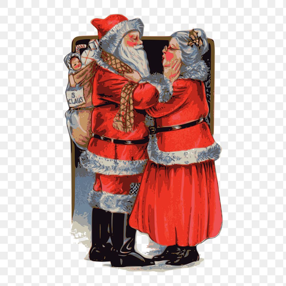 Mrs Claus, Santa png Christmas vintage illustration, transparent background. Free public domain CC0 image.