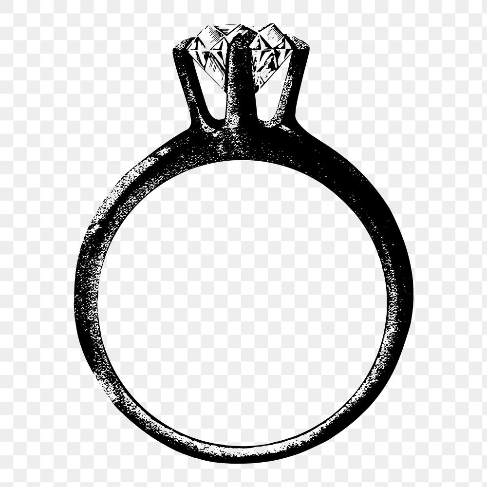 Diamond ring png sticker, vintage jewelry illustration, transparent background. Free public domain CC0 image.