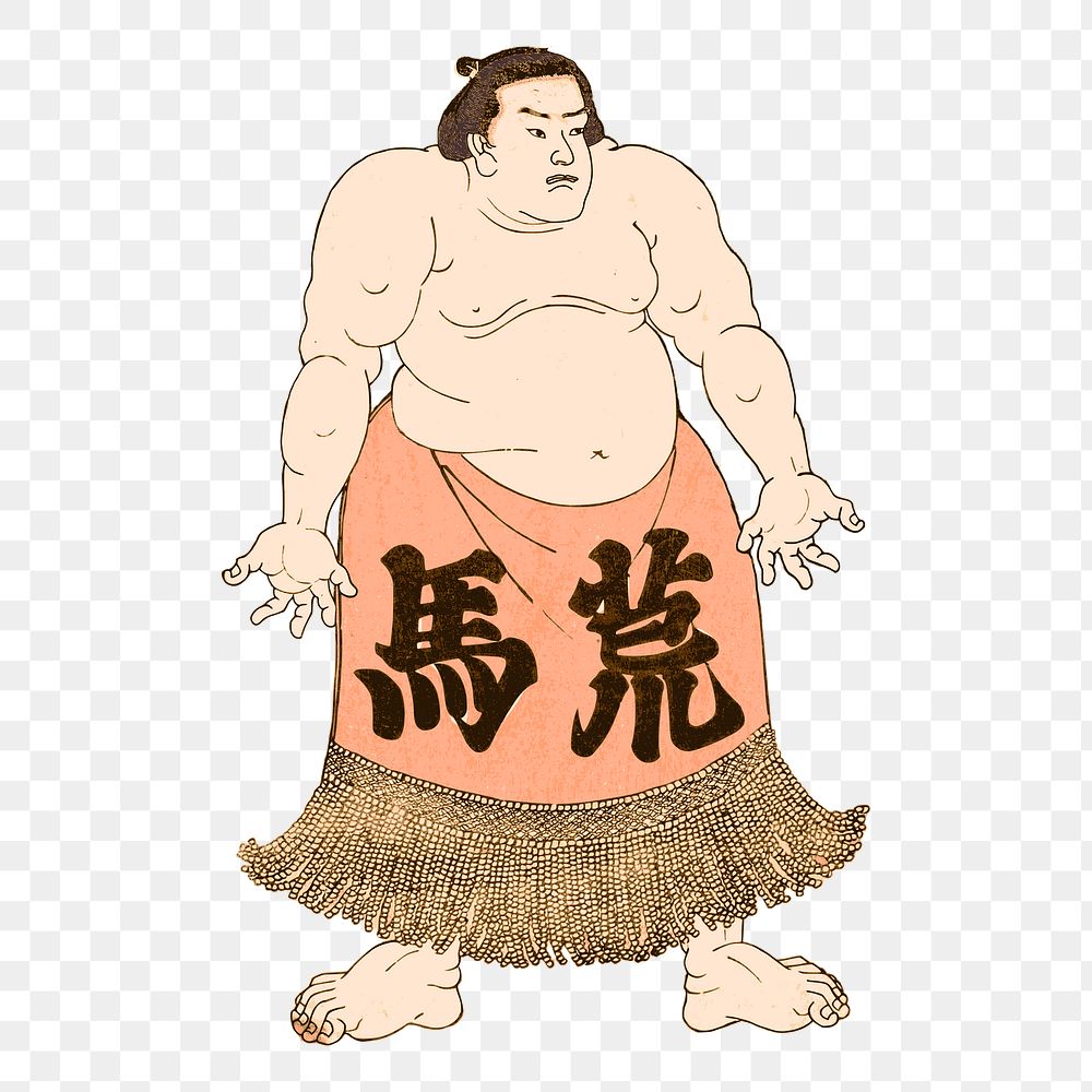Sumo man png sticker, sports illustration, transparent background. Free public domain CC0 image.