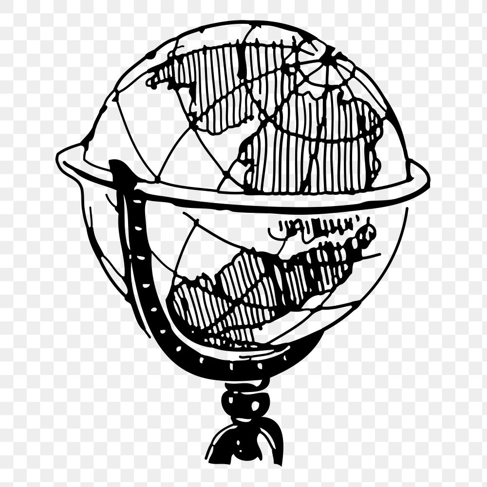 Globe png sticker, map hand drawn illustration, transparent background. Free public domain CC0 image.