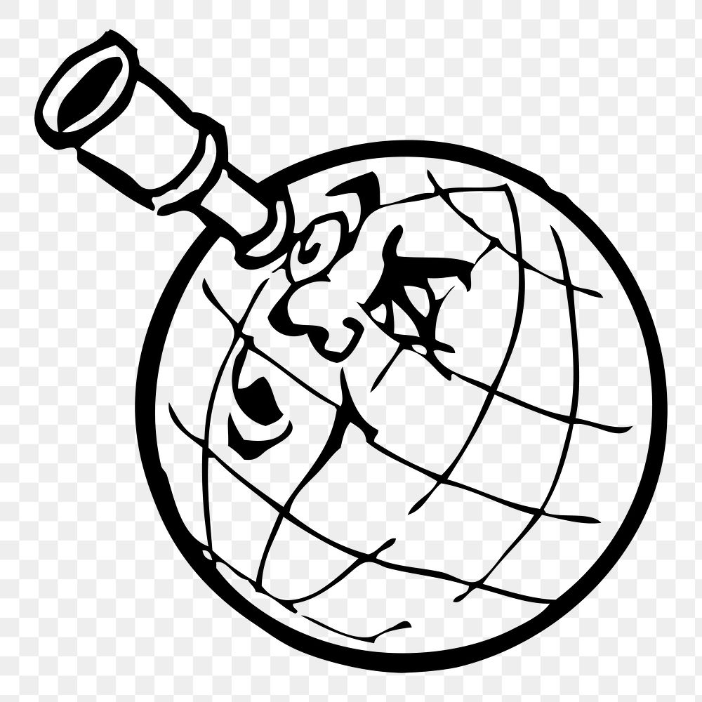 Globe cartoon png sticker, vintage illustration, transparent background. Free public domain CC0 image.