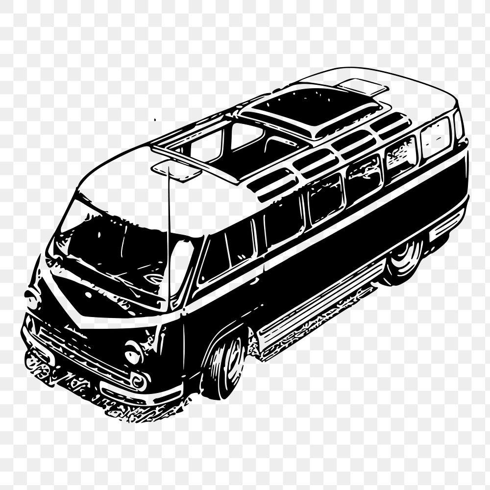 Van png sticker, car hand drawn illustration, transparent background. Free public domain CC0 image.