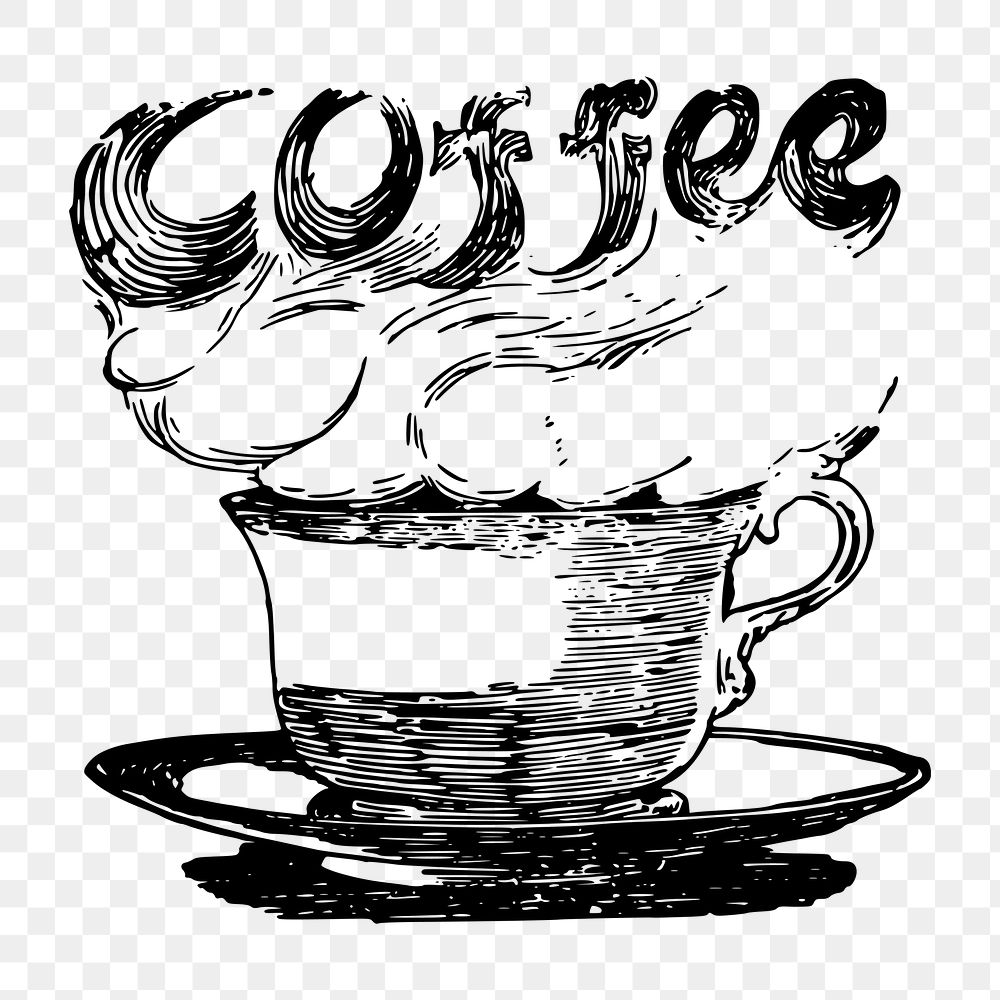 Coffee png sticker, beverage hand drawn illustration, transparent background. Free public domain CC0 image.