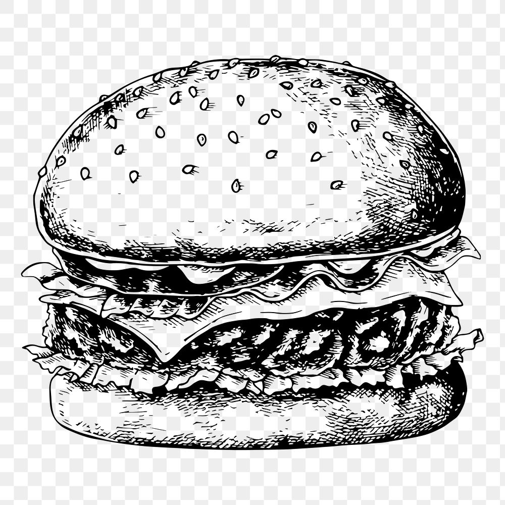 Black Hand Drawn Sketch Burger | Citypng