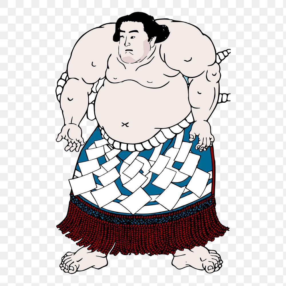 Sumo guy png sticker sports illustration, transparent background. Free public domain CC0 image.