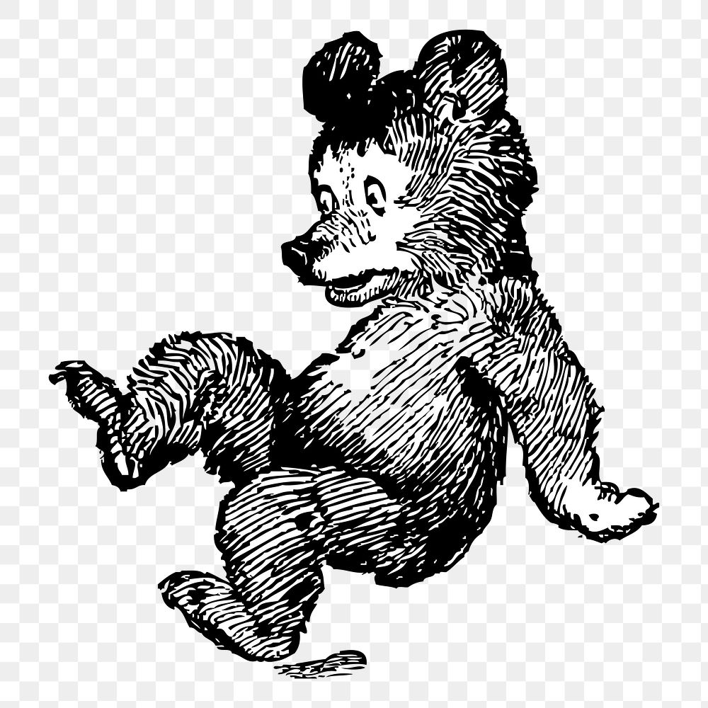 Startled bear png clipart, animal hand drawn illustration, transparent background. Free public domain CC0 image.