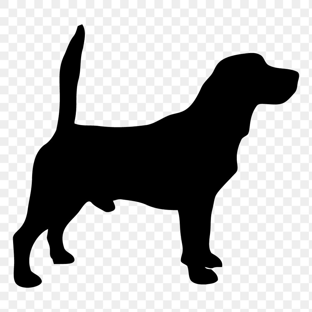 Beagle dog png sticker animal silhouette, transparent background. Free public domain CC0 image.