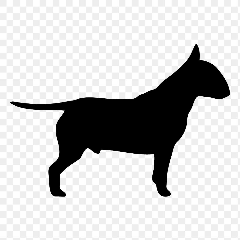 Bull Terrier png dog sticker animal silhouette, transparent background. Free public domain CC0 image.