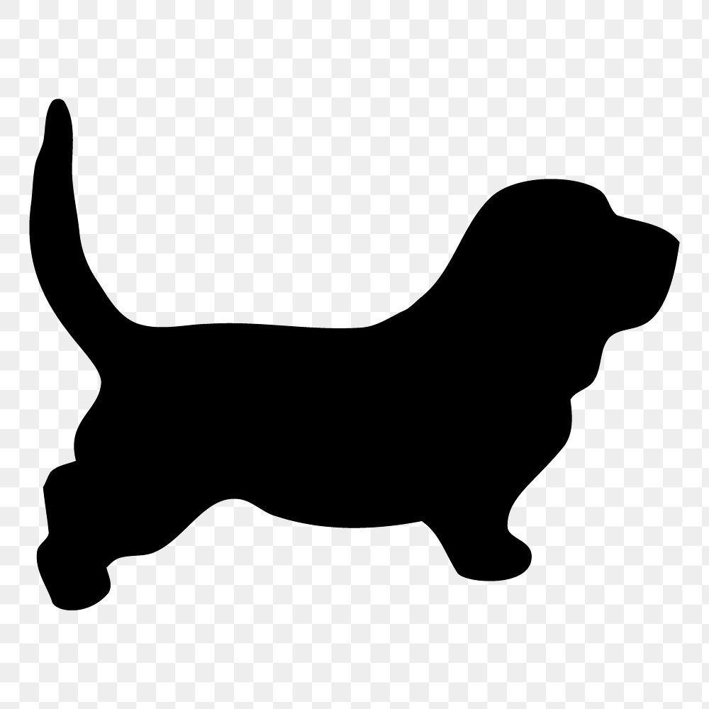 Basset Hound png dog sticker animal silhouette, transparent background. Free public domain CC0 image.