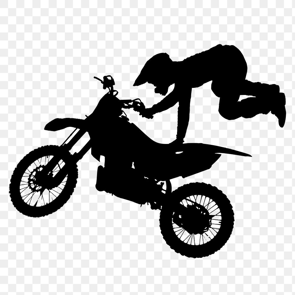 Motocross rider png sport silhouette, transparent background. Free public domain CC0 image.