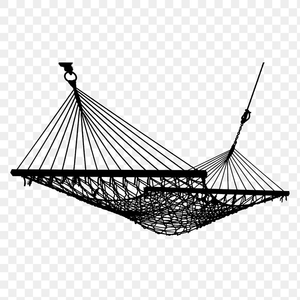 Hammock png object silhouette, transparent background. Free public domain CC0 image.