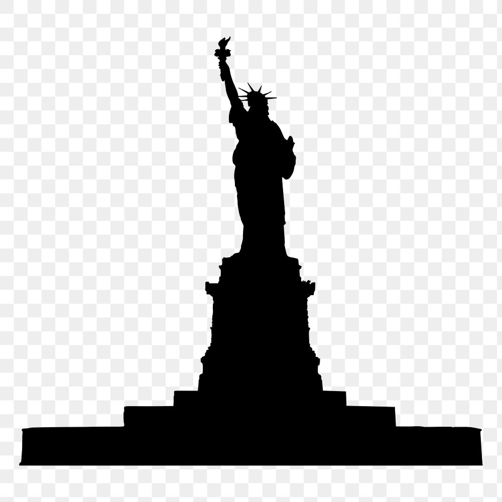 Statue of Liberty png silhouette, transparent background. Free public domain CC0 image.