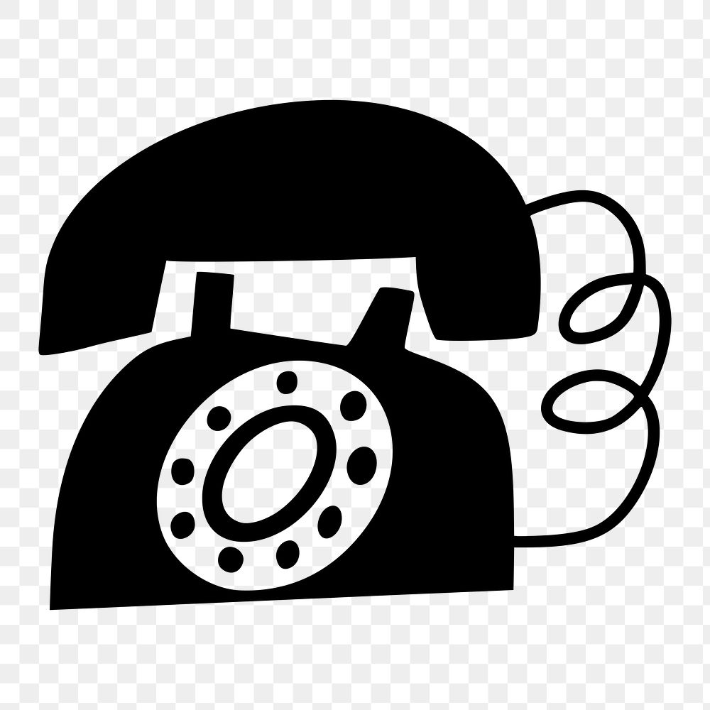 Vintage telephone png object silhouette, transparent background. Free public domain CC0 image.