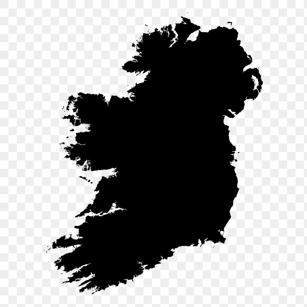 Ireland map png silhouette clipart, transparent background. Free public domain CC0 image.