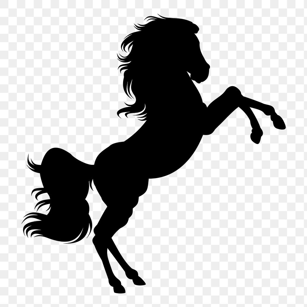 Rearing horse png sticker animal silhouette, transparent background. Free public domain CC0 image.