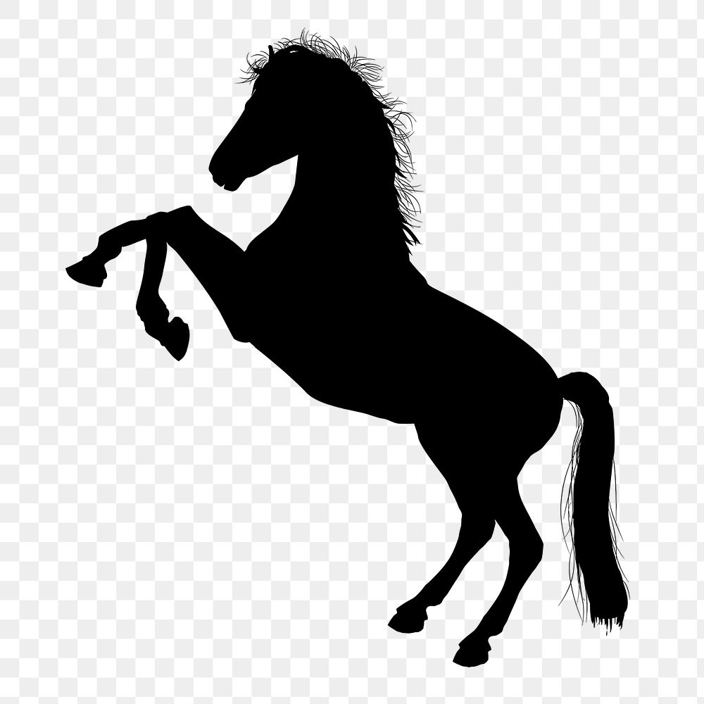 Rearing horse png sticker animal silhouette, transparent background. Free public domain CC0 image.