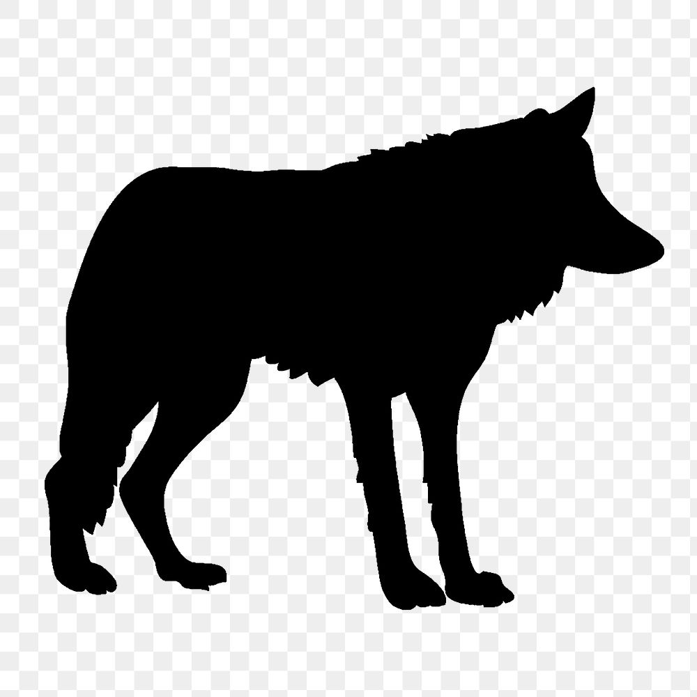 Wolf png sticker wild animal silhouette, transparent background. Free public domain CC0 image.