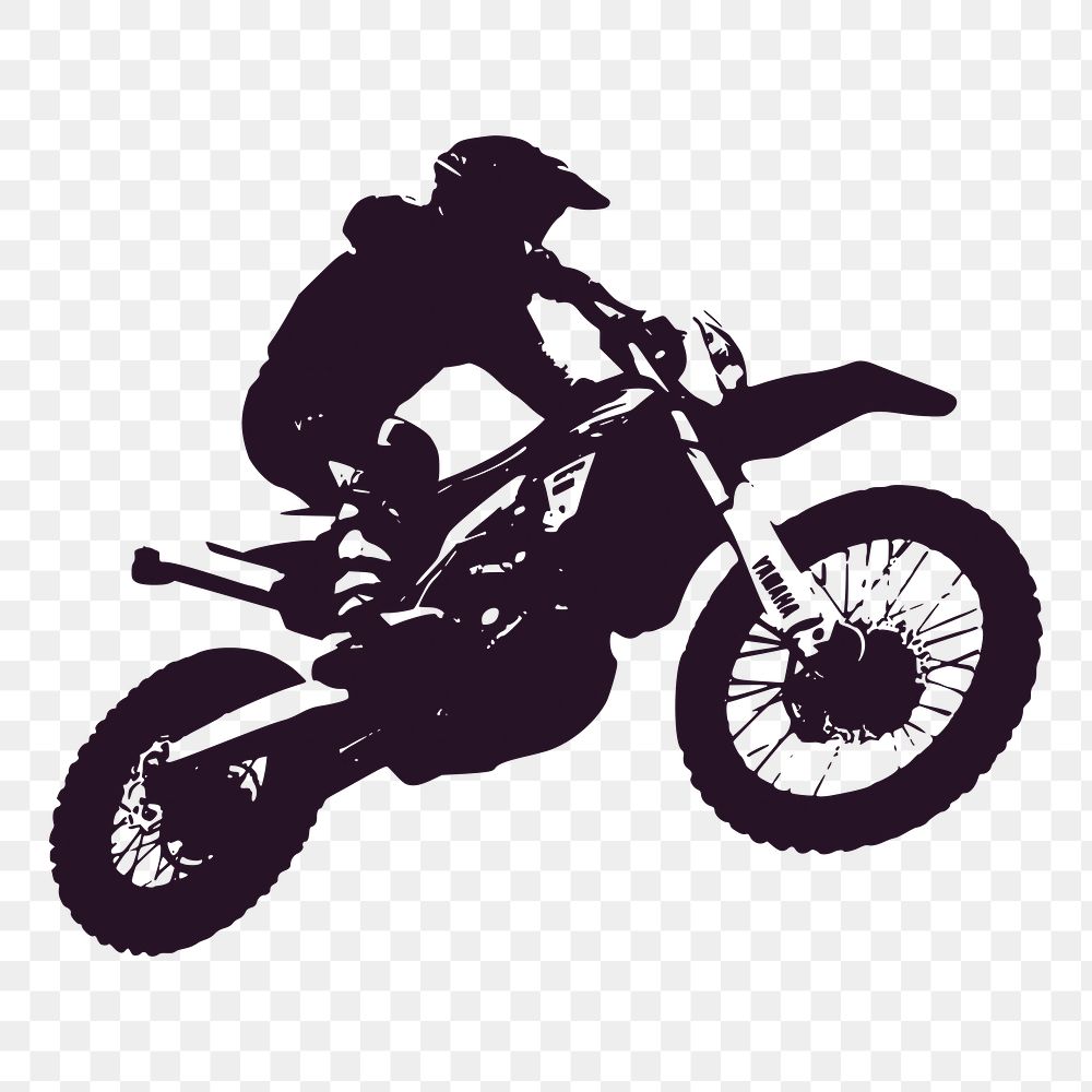 Motocross rider png sport silhouette, transparent background. Free public domain CC0 image.