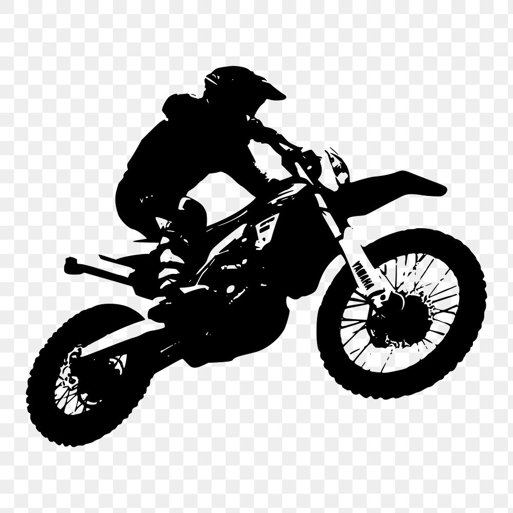 Motocross rider png sport silhouette, transparent background. Free public domain CC0 image.