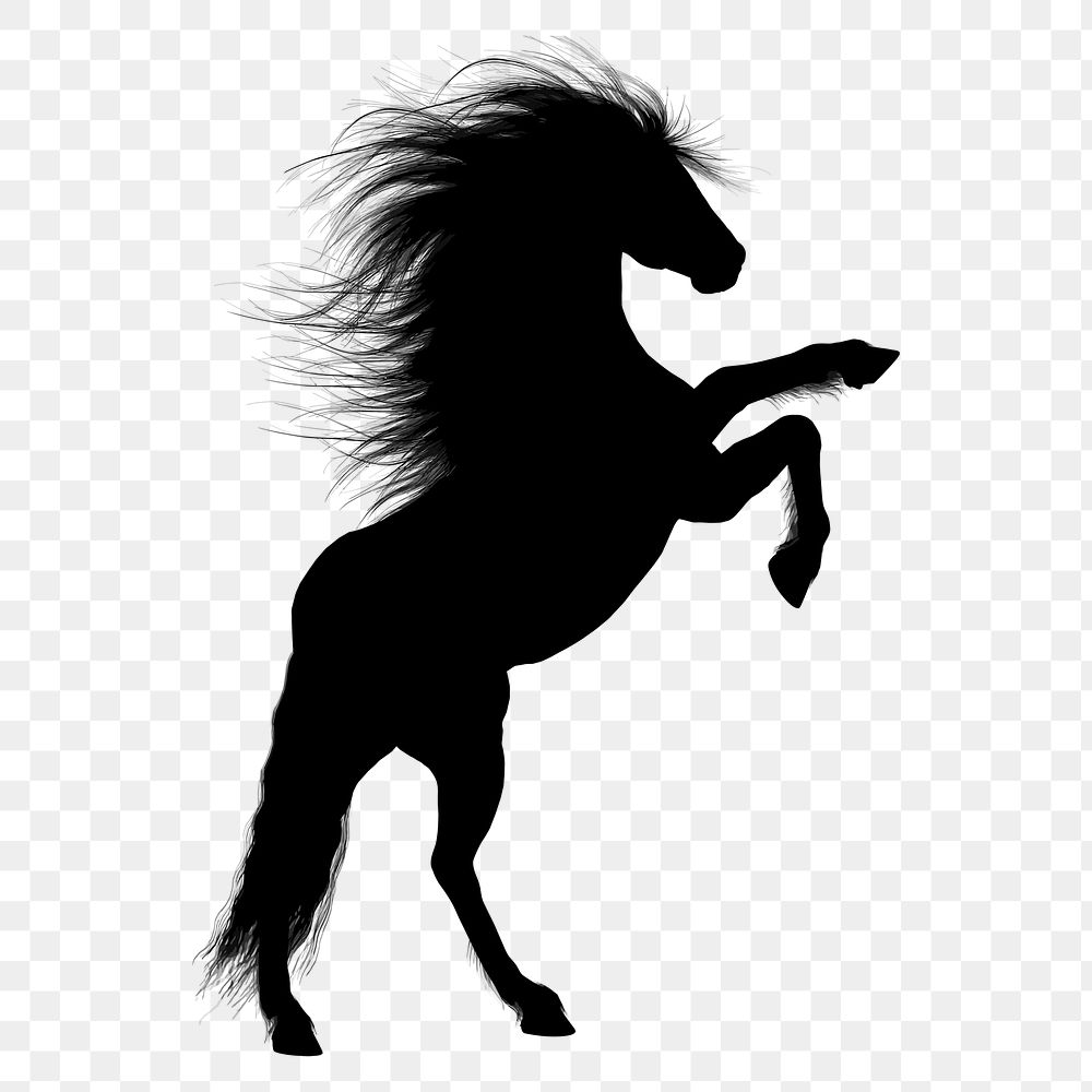 Rearing horse png sticker animal silhouette, transparent background. Free public domain CC0 image.