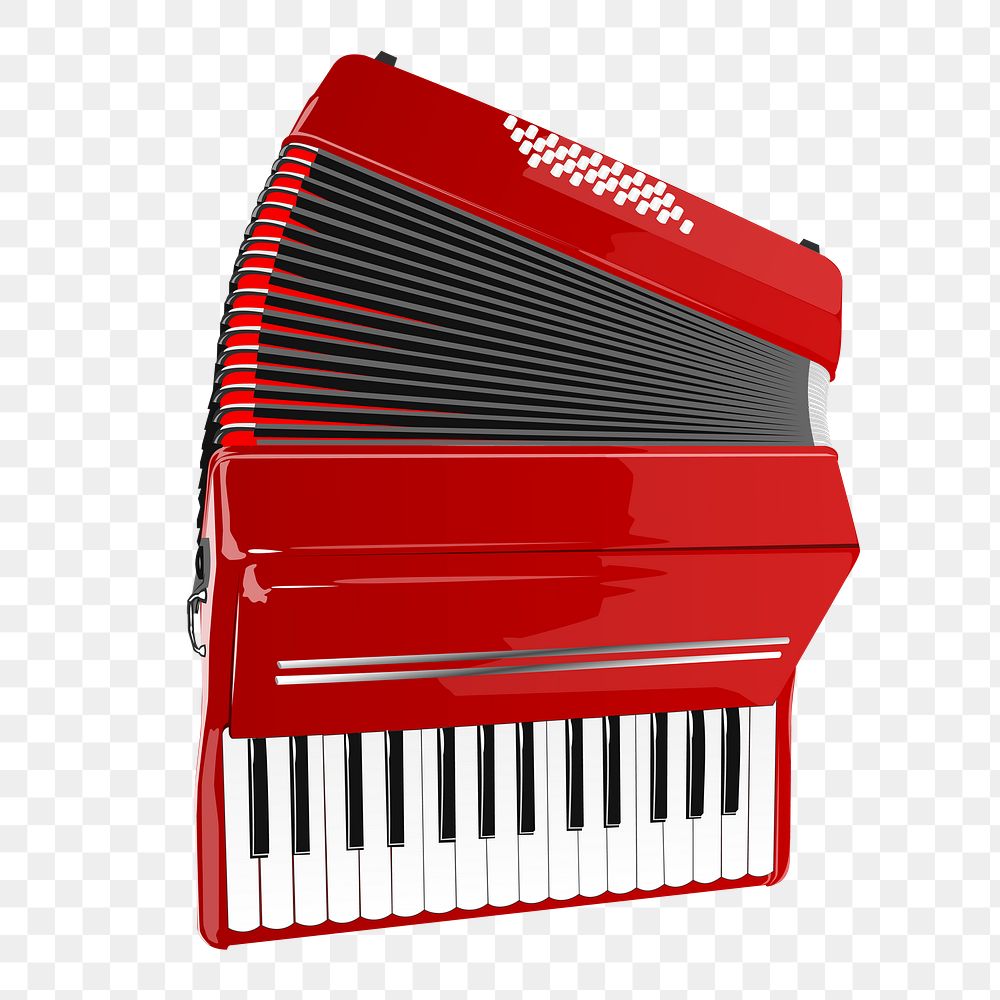 Accordion png sticker, musical instrument illustration on transparent background. Free public domain CC0 image.