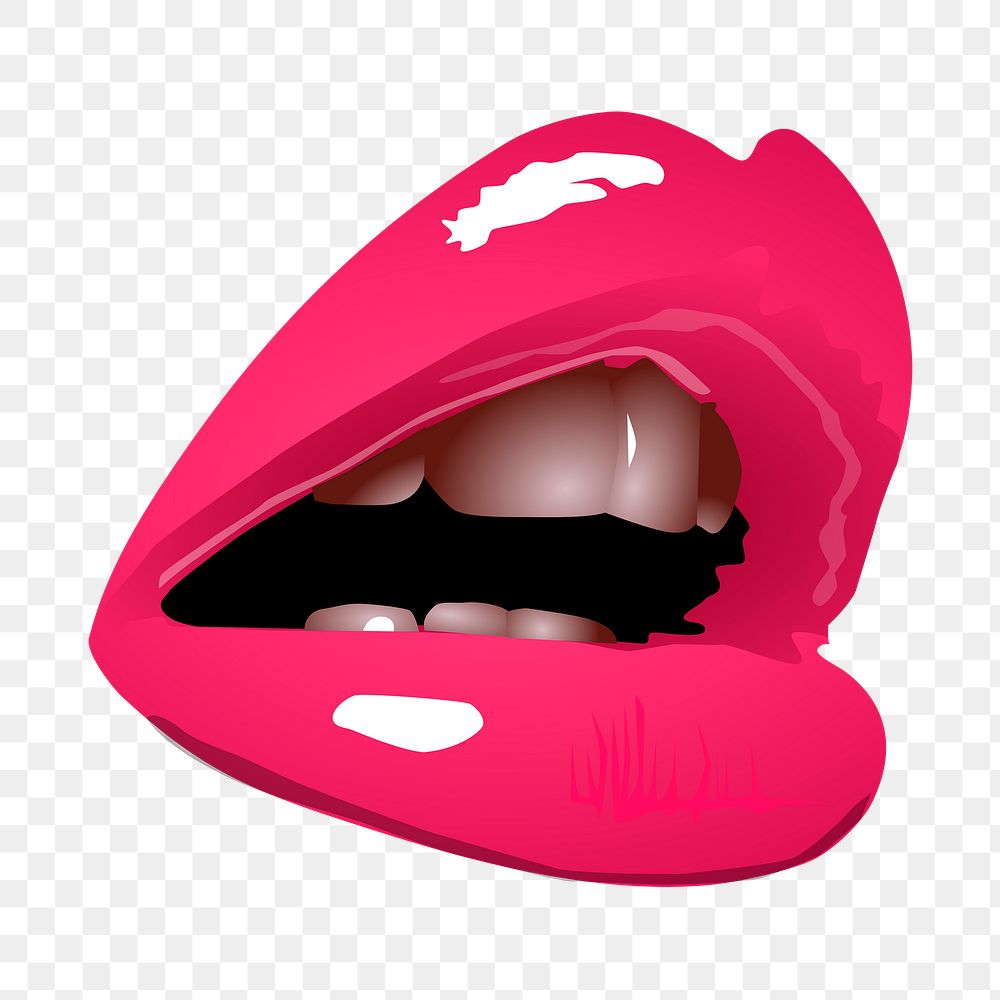 Pink lips png sticker, pop art illustration on transparent background. Free public domain CC0 image.