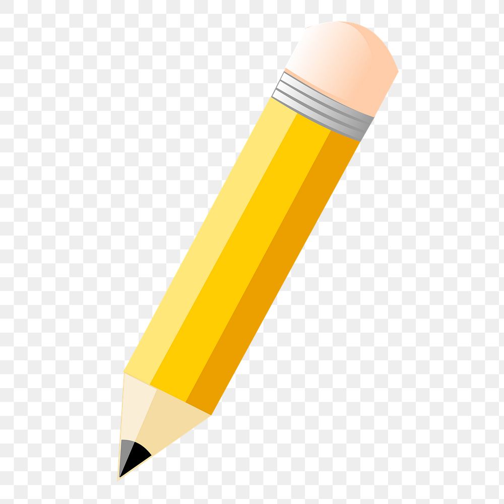 Yellow pencil png sticker, stationery illustration on transparent background. Free public domain CC0 image.
