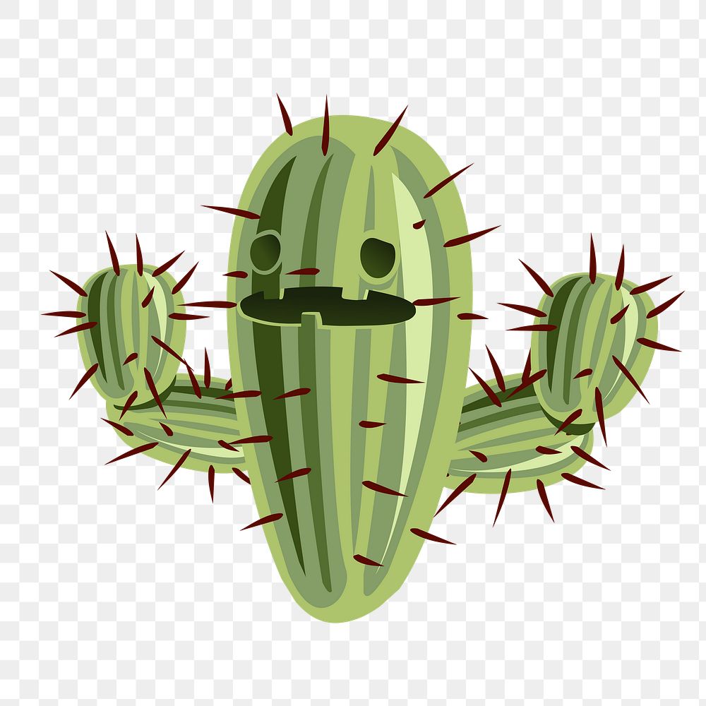 Cactus cartoon png sticker, desert plant illustration on transparent background. Free public domain CC0 image.