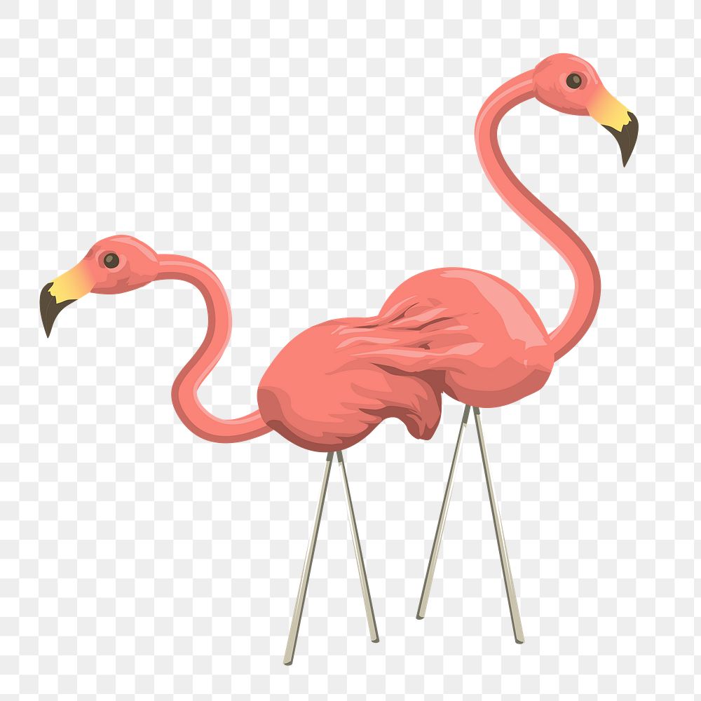 Pink flamingos png sticker, bird illustration on transparent background. Free public domain CC0 image.