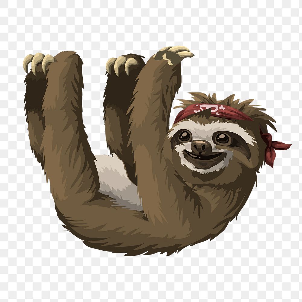 Sloth png sticker, wild animal illustration on transparent background. Free public domain CC0 image.