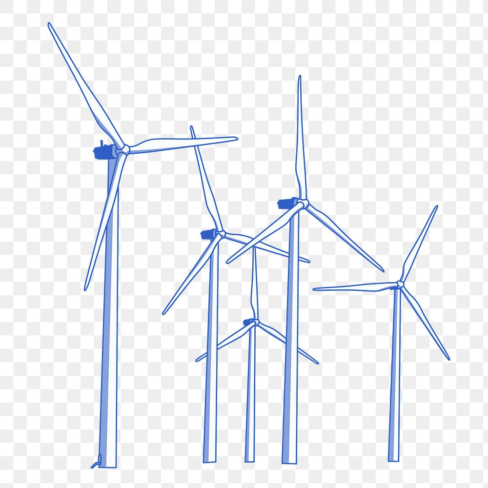 Wind farm png sticker, renewable energy illustration on transparent background. Free public domain CC0 image.