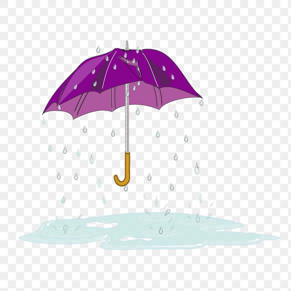 Umbrella png sticker, rainy season illustration on transparent background. Free public domain CC0 image.