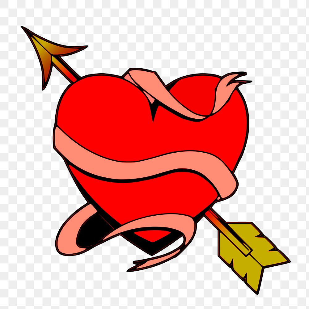 Aesthetic arrow heart png sticker, love illustration on transparent background. Free public domain CC0 image.