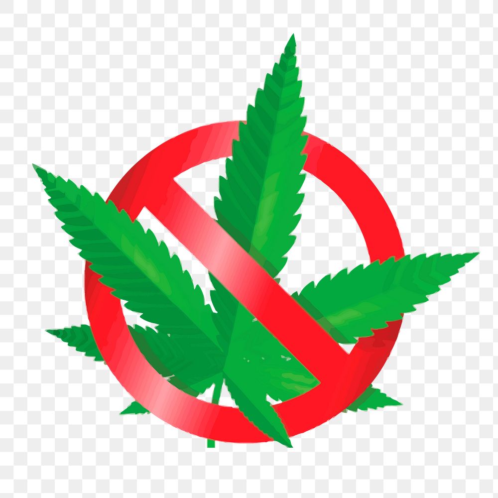 No cannabis png sign sticker, leaf illustration on transparent background. Free public domain CC0 image.